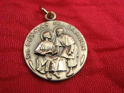 Sterling Silber Vintage New Old Stock St. Cosmas & Damian Charm Anhänger