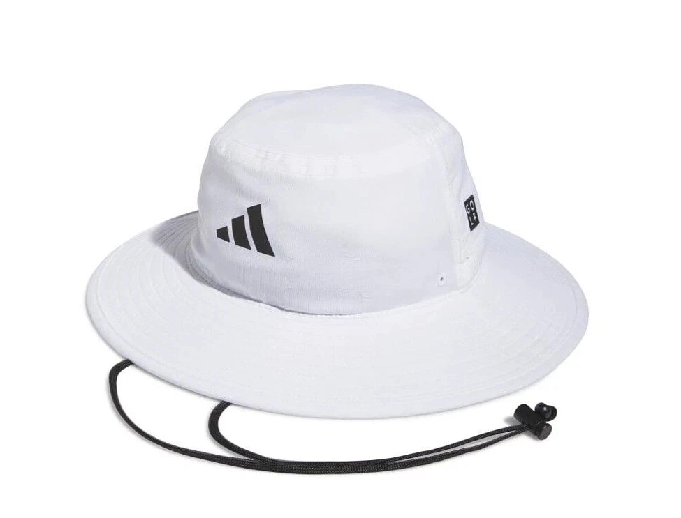 New Adidas Men's White Wide Brim Golf Sun Bucket Hat (EEU21) Size S/M