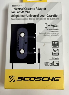 Scosche Universal Cassette Adapter - Plays music from phone to car radio AUX