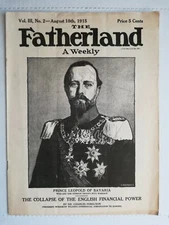 The Fatherland A Weekly Vol. III No. 2 1915 Pro German WWI propaganda Viereck