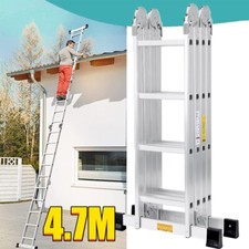 4.7M Aluminium Folding Ladder Multi-Purpose Heavy Duty Extendable Long Extension
