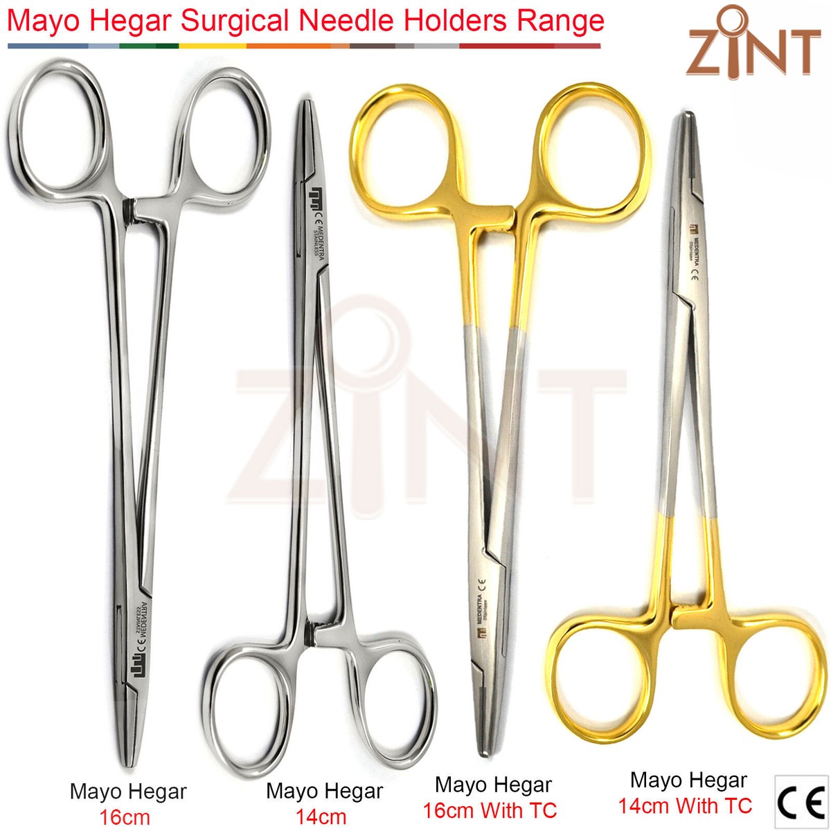 Mayo-Hegar Needle Holder Surgical Forceps - 7" Gold Handle, TC Tip, Dental/Medical Instrument