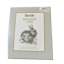 Spode Meadow Lane Set of 4 Pastry Forks Rabbits Bunnies Gold Tone New in Box