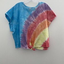 Old Navy Cropped Women 2XL Tie-Dye Loose Fit Tie-Hem Short-Sleeve Sweatshirt
