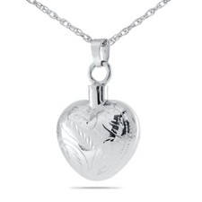 Sterling Silver Heart's Embrace Pendant/Necklace Funeral Cremation Urn for Ashes
