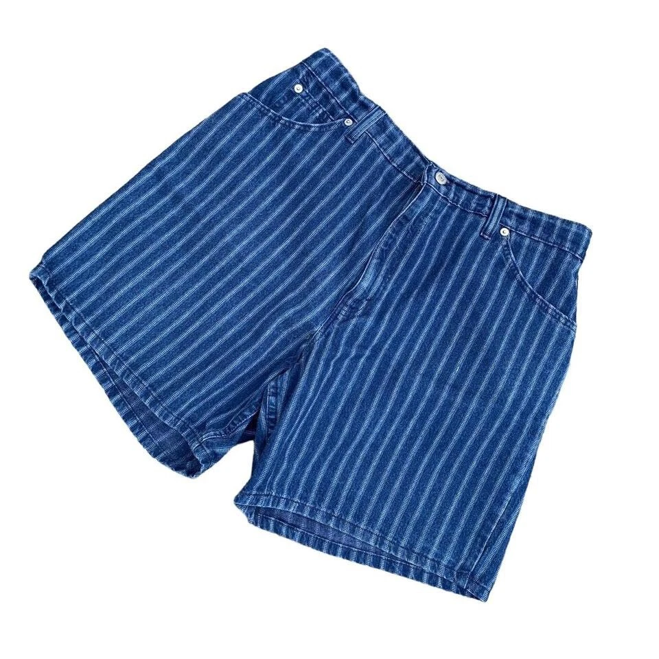 Pinstripe denim sales shorts