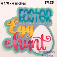 EASTER EGG HUNT TITLE blue scrapbook premade paper piecing 3D die cut by Rhonda