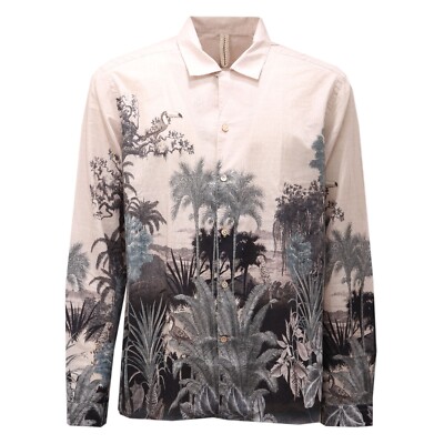 4195AE camicia uomo DNL cotton beige/black shirt man