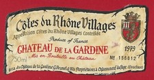 69/34 Etiquette Label CÔTES DU RHÔNE 1979 Château de la Gardine, Châteauneuf du 