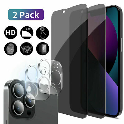 For iPhone 13 12 Pro Max 13 Mini Anti-Spy Privacy Glass Screen Camera Protector