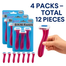 12 Pack Bikini Razors for Women – Grooming Shavers for Brazilian & Bikini Line