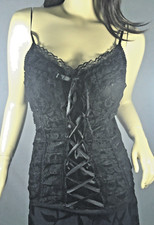 black camisole, lined lace front with lacings padded cups, Small, 36", 7481