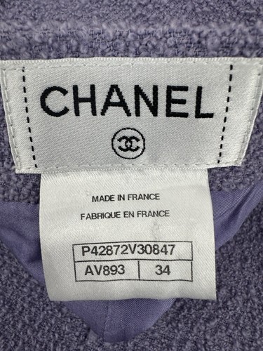 CHANEL 12C Rhinestone Button Skirt Suit Jacket 36/4 Skirt 34/2 Purple Women’s - Picture 6 of 24