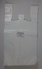 White T-Shirt Bags 1/6 Plastic 11.5"x6.5"x21" w/ Handles Shopping Grocery Store