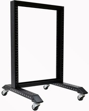 15U 2 Post Open Frame Server Rack 19" Movable Aluminum 350lb