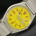 AUTOMATIC VINTAGE SEIKO 5 JAPAN 6309A MENS YELLOW COLOR DIAL WATCH a702730-1