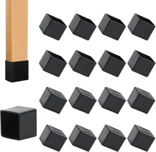 12PCS Square Rubber Furniture Leg Caps 1x1 Anti-Slip Floor Protectors Black