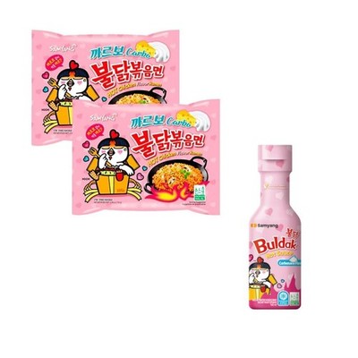 Samyang Hot Chicken Carbonara Flavor 2x 130g Ramen inkl 1x Buldak Sauce Pink