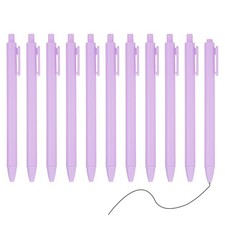 12 Pack Retractable Ballpoint Gel Pens, 0.5mm Fine Point Black Ink, Light Purple