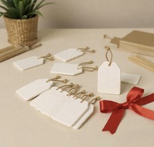 Craft Lot of 10 Ceramic Tags with Jute Hangers   Blanks DIY Gift Tag Ornaments