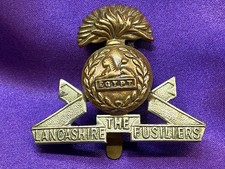 Genuine WW1/2 The Lancashire Fusiliers BiMetal Cap Badge w/slider
