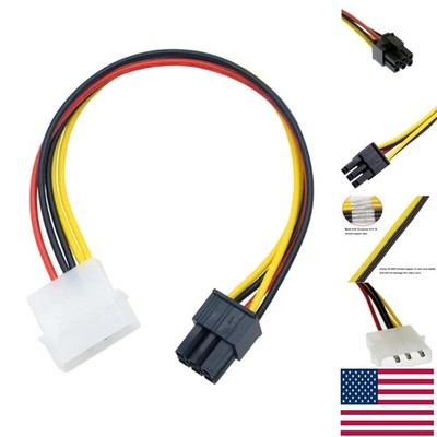 Compact 4 Pin Molex to 6 Pin Graphics Card Power Adapter - 12V, Lightweight