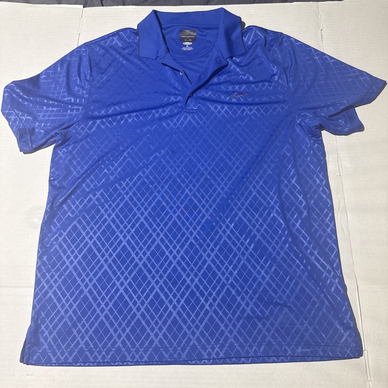 Greg Norman for Tasso Elba Play Dry Men's XL Blue Solid Stretch Golf Polo Logo