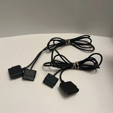 Lot Of 2 Sony PlayStation PS1 / PS2 Black Controller Extension Cable Extender