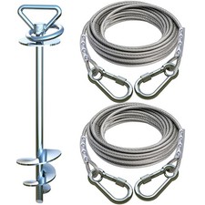 Dog Tie Out Cable and Stake for Camping,with 2x20FT Heavy Duty Cables up to 2...