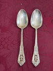 Two Medium Wallace Rose Point Sterling Silver Serving Spoons 7 1/4"  91.83 grams