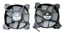 Lot of 2 Corsair 12V DC 0.28A 120mm 4-pin PWM Brushless Fan Black Gray 31-003606