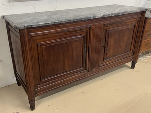 ANTIQUE FRENCH LOUIS XVI MARBLE-TOP MAHOGANY SIDEBOARD BUFFET early 19TH C.