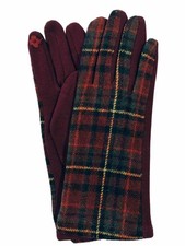 G S Womens Burgundy Plaid Stretch Fit Texting  Tech Smart Gloves Merlot