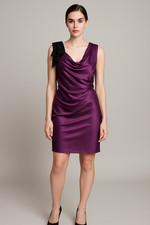 VERA WANG Purple Silk COWL Two Tone DISTRESSED BOW COCKTAIL Y2K SHEATH Dress 4 S