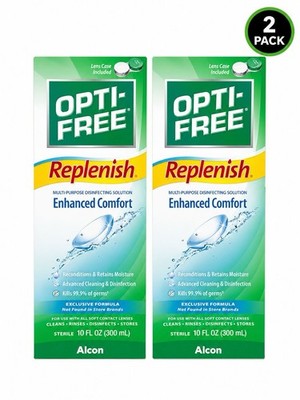 (2 Pack) Opti-free Replenish Multi-purpose Solution 10oz Ea Exp: 08-2028 M43