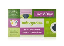 Babyganics Diapers, Size 1, 80 ct, Ultra Absorbent Diapers Light Blue  0.39 per diaper