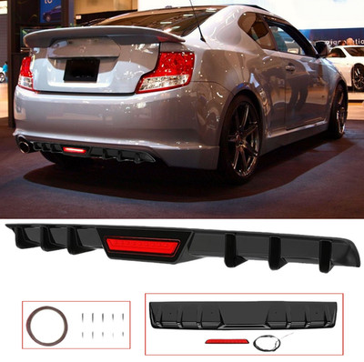 For Scion tC 2005-2016 34'' Glossy Black Rear Bumper Diffuser Lip with Led Light