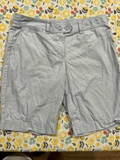 LOFT Ann Taylor Gray Chino Shorts Cotton Size 6 Button Pockets Flat Front