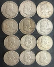 Roll of 12 Circulated 1940s-1960s Franklin Half Dollar 90% Silver Coins