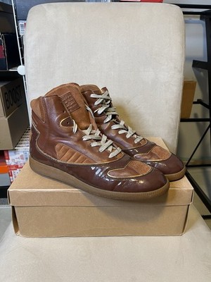 MAISON MARTIN MARGIELA METALLIC ROSE GOLD&BLACK HIGH TOP SNEAKERS SZ : EURO 46