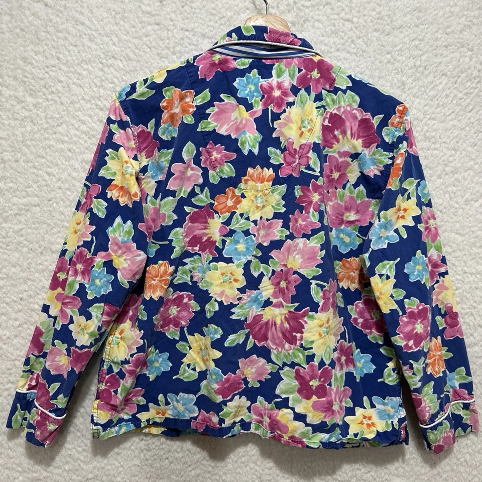 Conjunto de ropa de dormir Lauren Ralph Lauren etiqueta negra pijama floral logotipo bordado M Foto 4 de 4