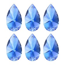 K9 Crystal Pendants Beads, 6 Pack 38mm Chandelier Prisms Decor Light Blue