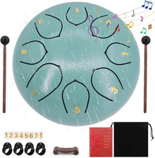 Steel Tongue Drum - 6 Inch, 8 Note Rain Drum for Outdoor Music, Meditation, Yoga