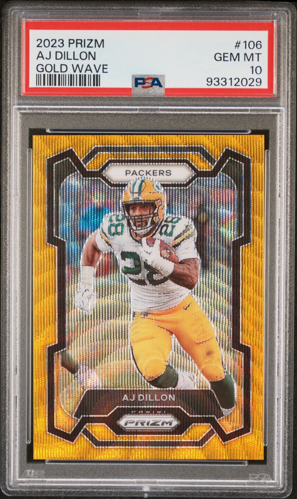 2023 Panini Prizm AJ Dillon #106 Gold Wave Prizm 5/10 PSA 10 - POP 2 Only