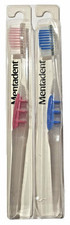 2 VTG Mentadent Toothbrush Full Head Soft Flared Side Bristles Rubber Grip
