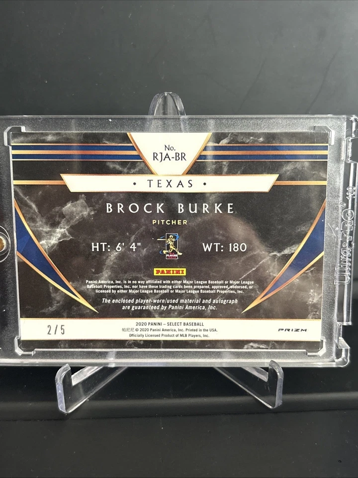 2020 Panini Select Baseball Brock Burke Sick 4 Color Patch Rookie Auto Prizm /5 - Image 2 of 3