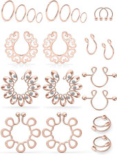 11 Pairs Hypoallergenic Non-Piercing Nipple Rings - Stainless Steel Jewelry Set