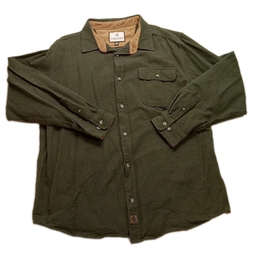 Legendary Whitetails Men's Sz XLT Green Camp Flannel Long Sleeve Button Down