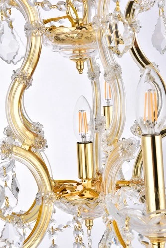 Elegant Lighting 2800D20/RC Maria Theresa 6 Light 20"W Crystal - Gold - Picture 7 of 12