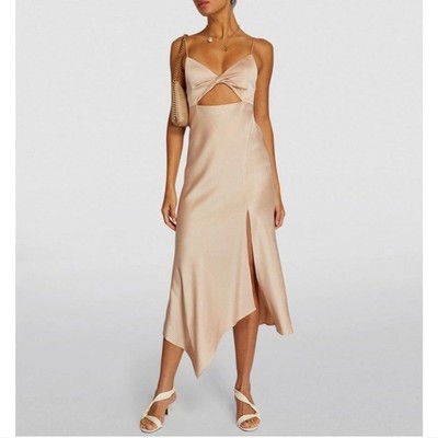 NWT Alice + Olivia Harmony Asymetrical Midi Dress In Sand Size 14/XL